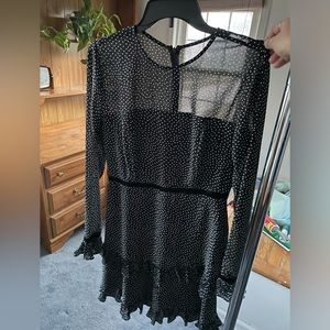 Black Mesh Top Flowy Mini Dress Lulus Medium